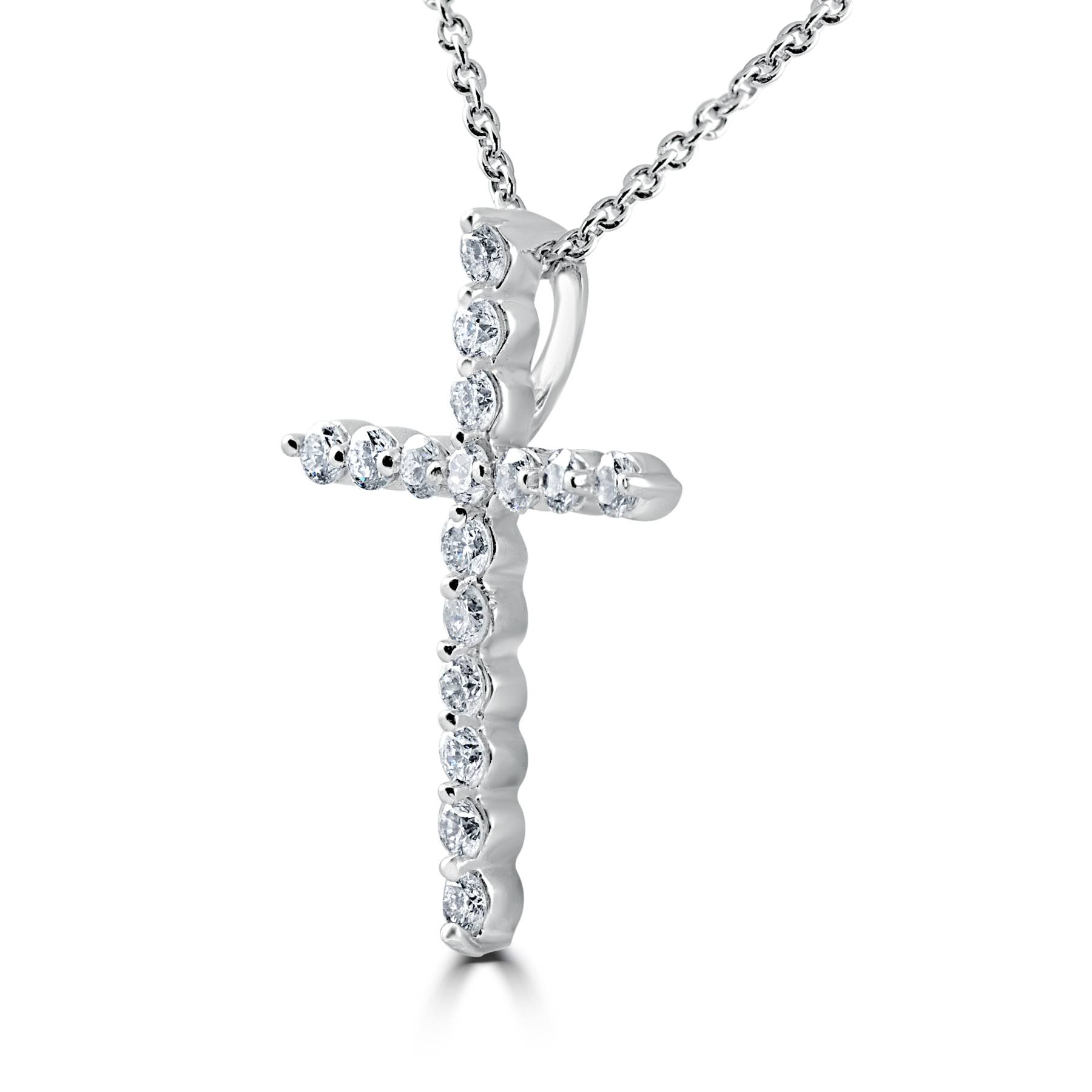 3/8ct Real Diamond Cross Pendant White Gold Necklace eBay